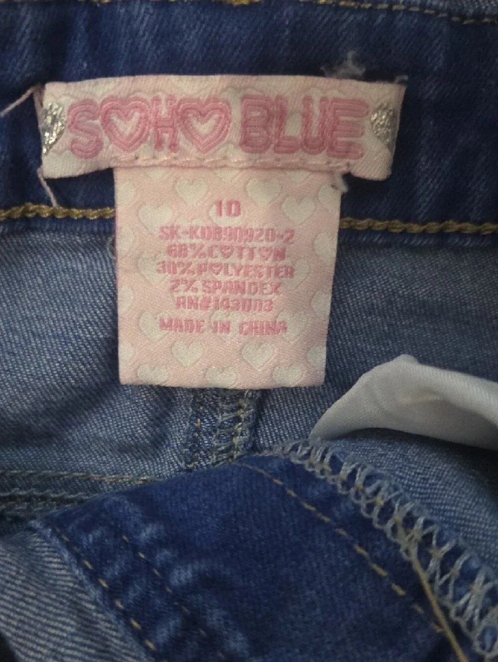 Soho Blue Denim Pinafore Skirt with White Lace Trim